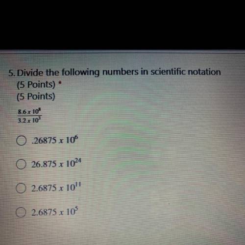 Divide the following numbers in scientific notation?