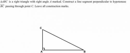 ABC is a right triangle with right angle A marked. Construct a line segment perpendicular to hypote