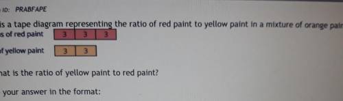 Here is a tape diagram representing the ratio of red paint to yellow paint in a mixture of orange p