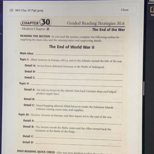 World history - end of WWII

if anyone can fill out the empty lines for me that would be amazing :