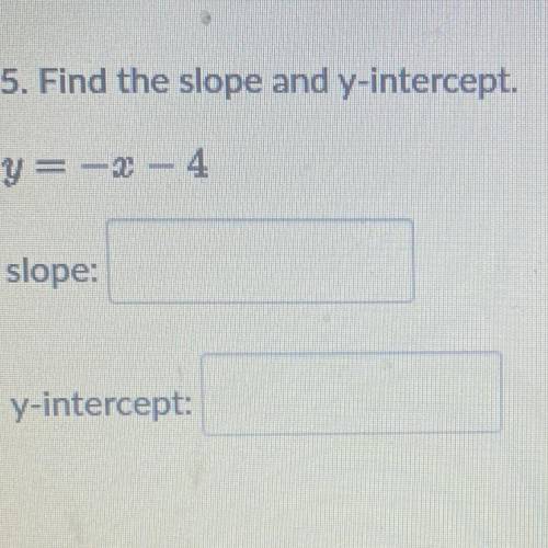 Find the slope and y-intercept.
y= - x - 4