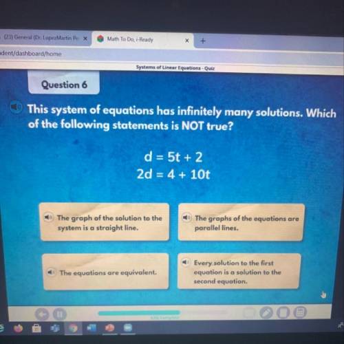 This system of equations has infinitely many solutions. Which

of the following statements is NOT