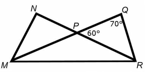 In the figure above, MQ and NR intersect at point P, NP , and MP Congruent to PR . What is the meas