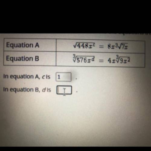 50 POINTS!!!ASAP IN TEST If x > 0 what values of c and d make the equations true?