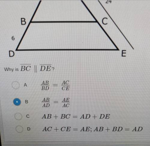Why is BC || DE? I need help with this