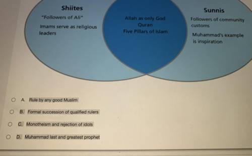 Which belongs only under the Shiites portion of the diagram? (Will mark brainliest!!)
