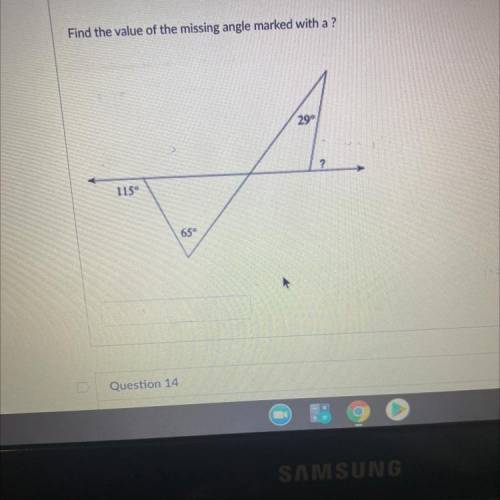 Find the value of the missing angle marked with a ?