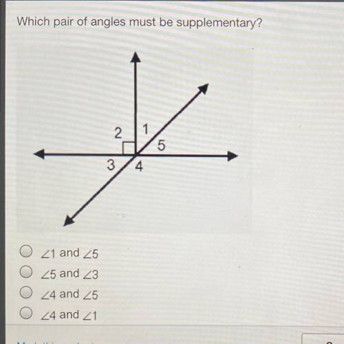 Which pair of angles must be supplementary? HURRYYYYY!