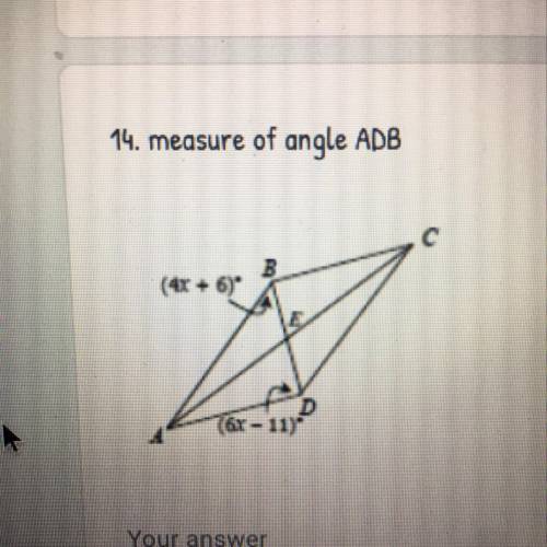 Find the measure of angle ADB