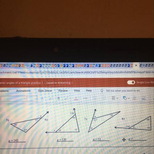 Exterior angles of a triangle. I need help on these.
