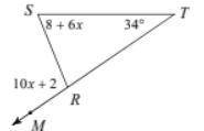 Find measure of angle S
A. 10 
B. 34
C. 68 
D. 102