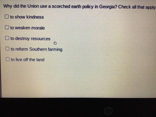 Will be marked brainliest if the answer was right

Why did the Union use a scorched earth policy i