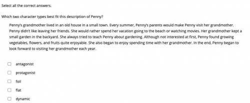 Select all the correct answers.

Which two character types best fit this description of Penny?
Pen