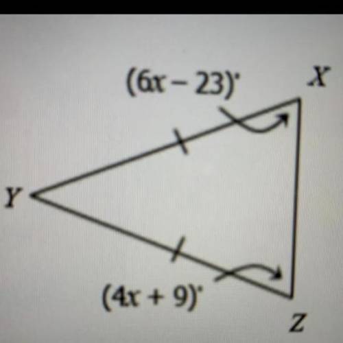 Can someone please help me
Find the measure of the vertex angle.