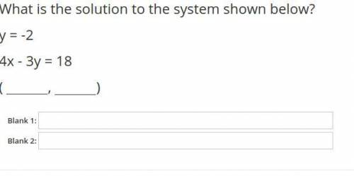 What is the solution to the system shown below?
y = -2
4x - 3y = 18