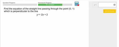 Find the equation of a straight line passing through the point (0,1) which is perpendicular to the