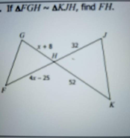 URGENT if triangle FGH is congruent to triangle KJH, find FH