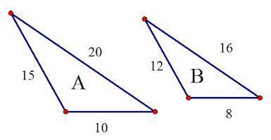 The triangles below are similar from A to B. What is the scale factor? *

5/4
3/5
2/3
4/5