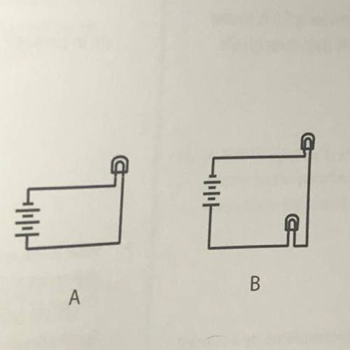 Assuming batteries and light bulbs are identical, which of the circuits will carry less current? Ex