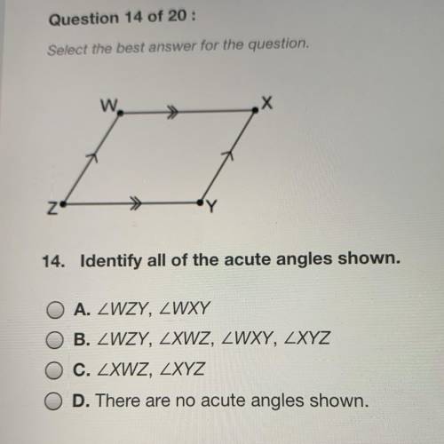 Identify all of the acute angle shown￼
