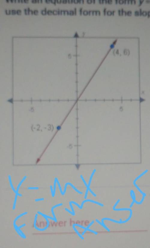 What would the equation be of the form y=mx