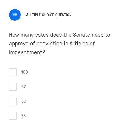 How many votes does the Senate need to approve of conviction in Articles of Impeachment?