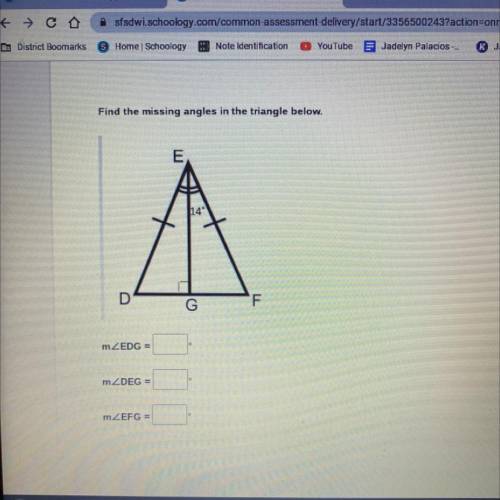 Geometry: find the missing angles in the triangle