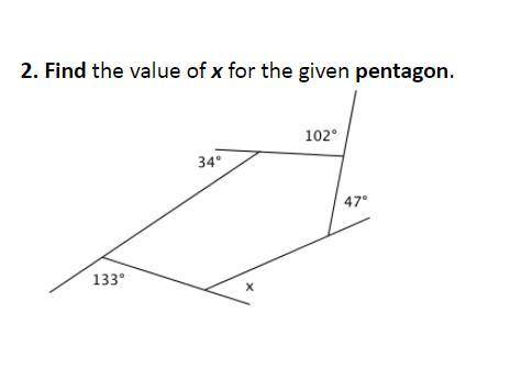Find the value of X for the given pentagon?