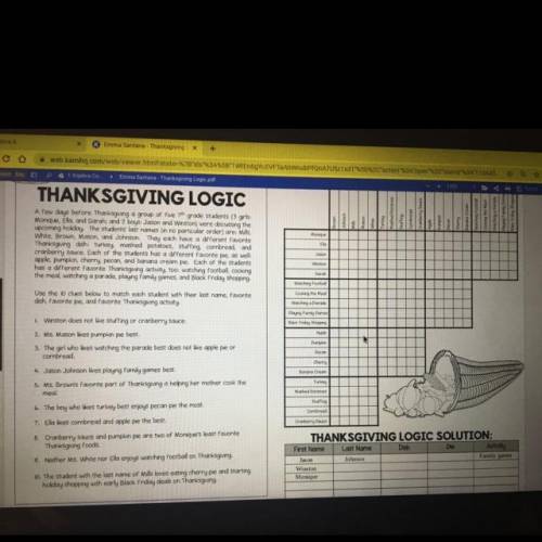 Thanksgiving logic puzzle