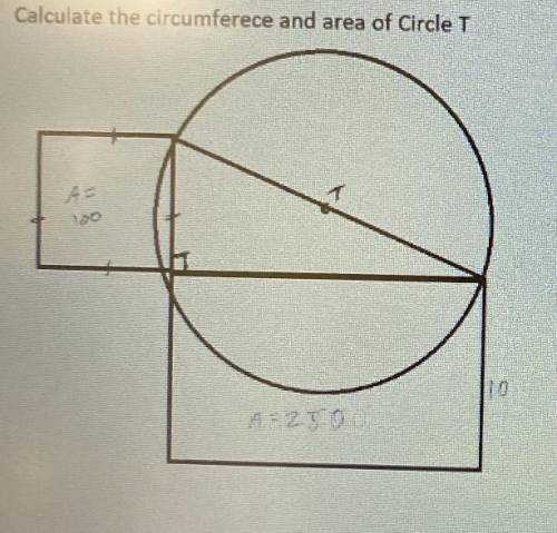Calculate the circumference and area of circle T