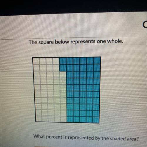 The square below represents one whole.
What percent is represented by the shaded area?