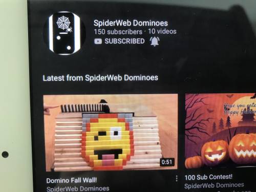 Sub to Spiderweb dominoes on YT. will give brainliest! if post pic of proof.