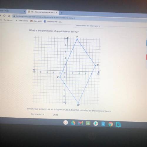 What is the perimeter of quadrilateral wxyz
