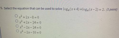Select the equation that can be used to solve log4(x+4)+log4(x-2)=2