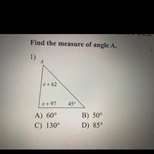 Find measure of angle A. Can someone explain how to do this so I can do the rest by myself