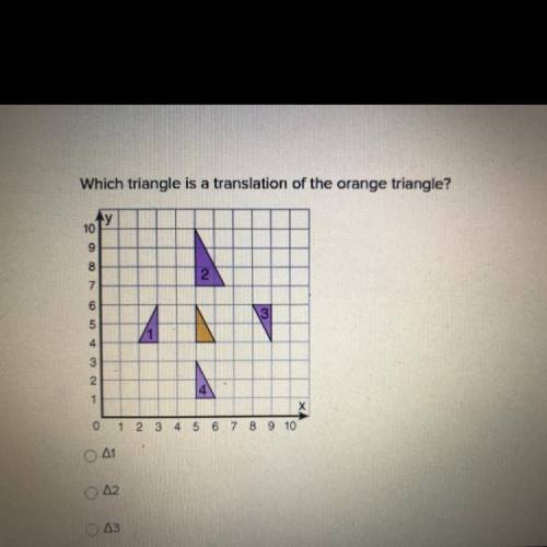 Which triangle is a translation of the orange triangle?