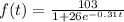 f(t)=\frac{103}{1+26e^{-0.31t} }