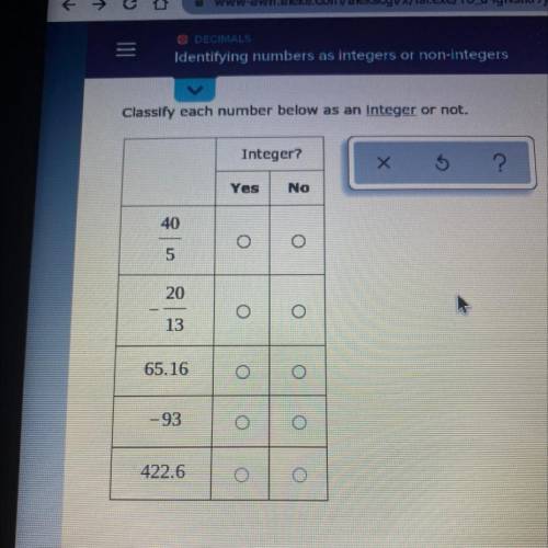 I need to classify if each number below as an integer or not