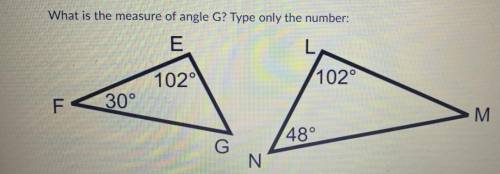 What is the measure of angle G? Type only the number: