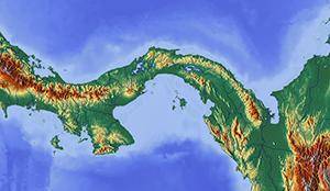 What geographic features do you see on this physical map?

Select one:a. mountains, desert, bay, p