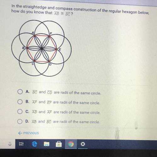 In the straightedge and compass construction of the regular hexagon below,

how do you know that A