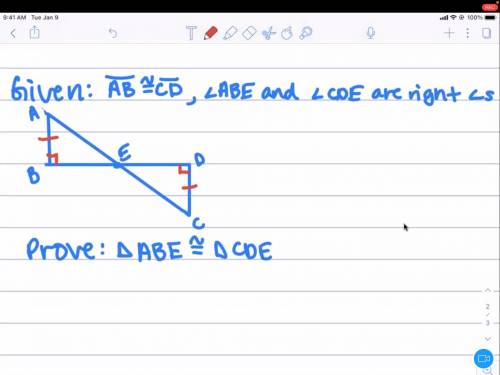 Prove: triangle ABE is congruent to triangle CDE