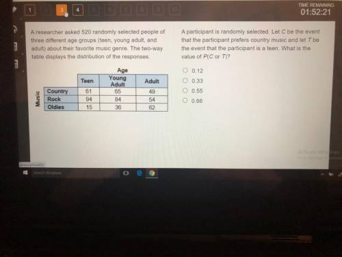 What is the value of P(C or T)?
A.
B.
C. 
D