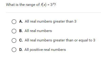 What is the range of f(x)=3^x?