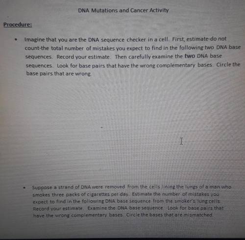 PLEASE HELP!! DNA mutations and cancer activity