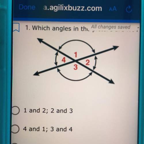 Which angles in the picture are not supplementary?