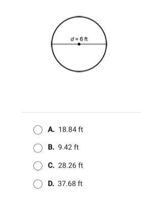 What is the circumstance of a circle with a diameter of 6 feet? Use 3.14 for n.
