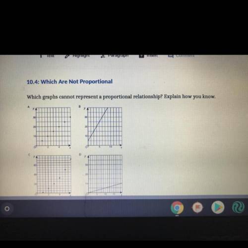 Which graphs cannot represent a proportional relationship? Explain how you know.
Ok