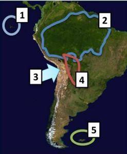 The Atacama Desert is located at number _____ on the map above, and the Amazon River Basin is locat