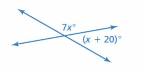 Tell whether the angles are adjacent or vertical. Then find the value of x.